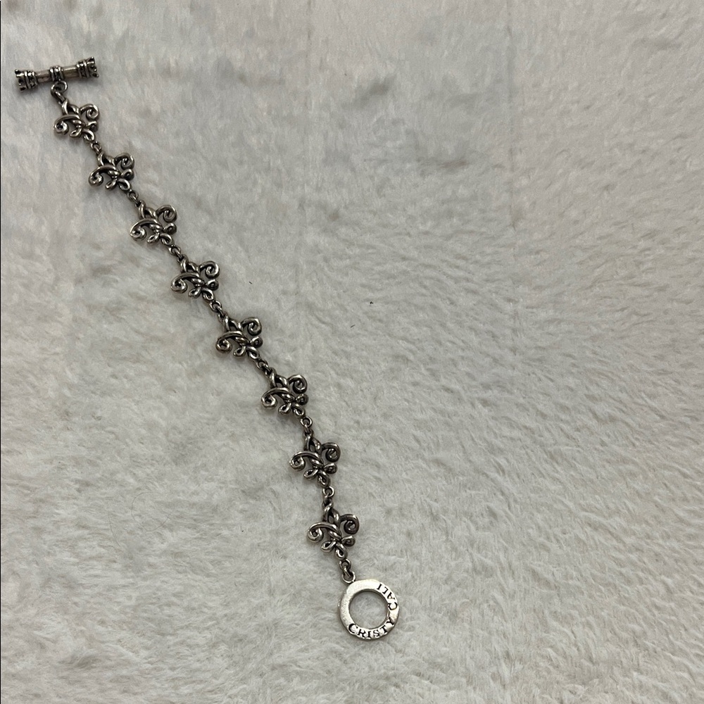 Sterling silver  Fleur Di Lis  Toggle Bracelet